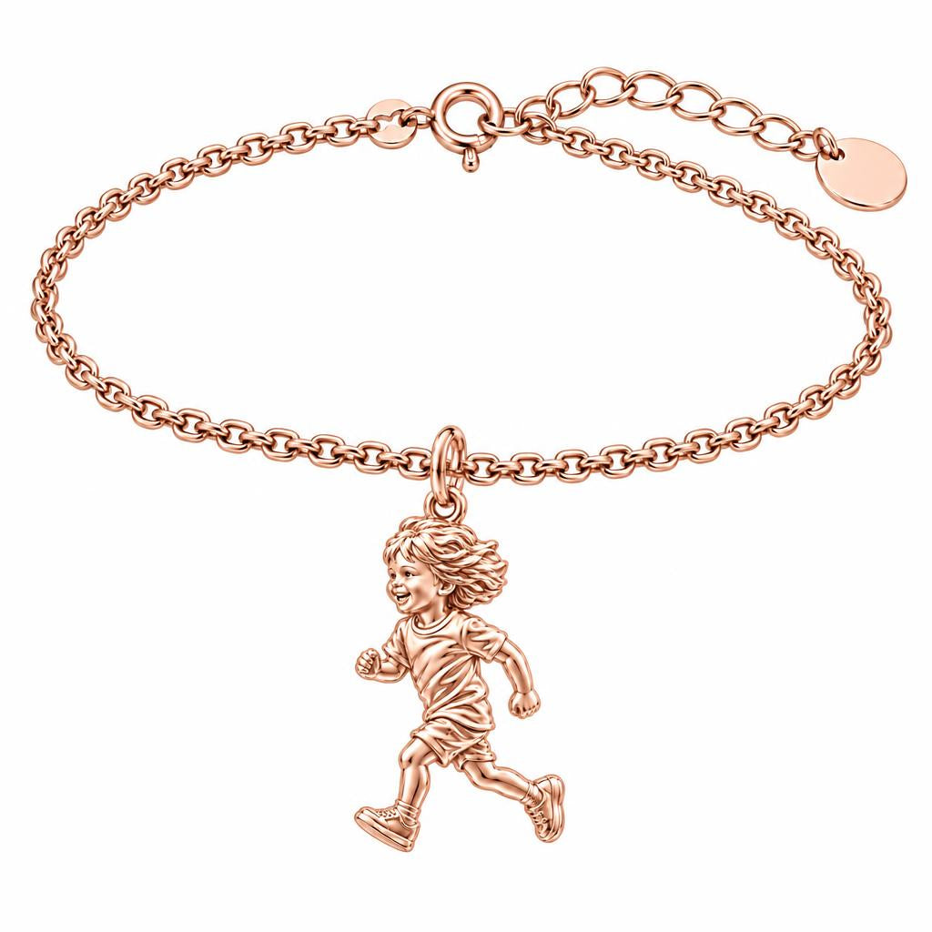 Running Child Joy Charm Bracelet Set – rose gold, front view