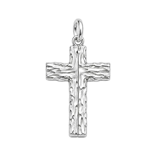 Rustic Bark Cross Charm and Polyester Cord Bracelet Set