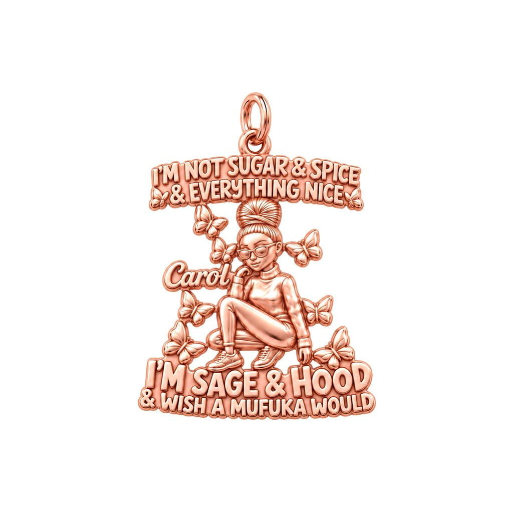 Sage And Hood Butterfly Charm Bracelet – Personalized Bestie Gift – rose gold 3 cm charm, front view