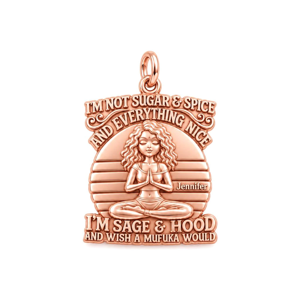 Sage and Hood Zen Charm Bracelet – Personalized Bestie Gift – rose gold 3 cm charm, front view