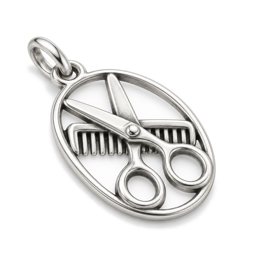 Scissors & Comb Charm — Silver Super Macro | charm-topics-remaining-444-2026-09-14 | topic-257