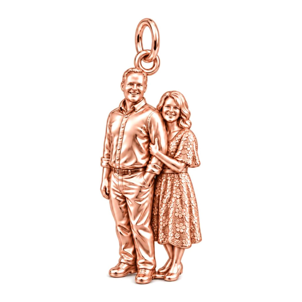 Shared Joy Couple Charm Bracelet – Personalized Couple Gift – rose gold charm, front view
