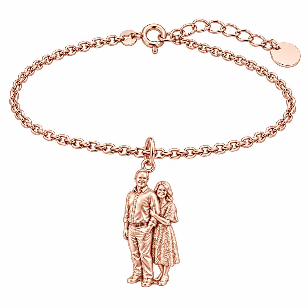 Shared Joy Couple Charm Bracelet Set – rose gold, front view