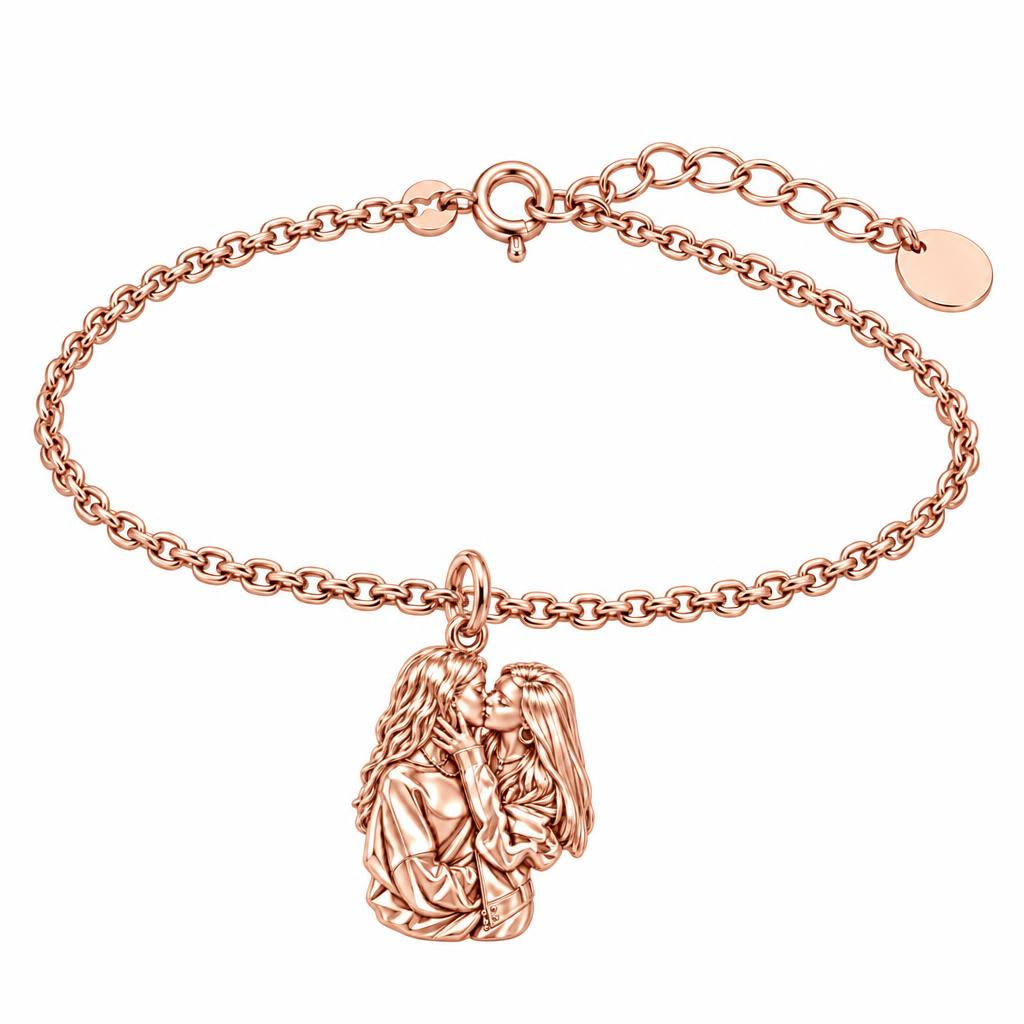 Shared Love Portrait Charm Bracelet Set – rose gold, front view