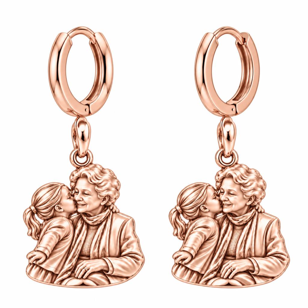 Shared Sweetness Photo Huggie Charm Earrings – rose gold, front view