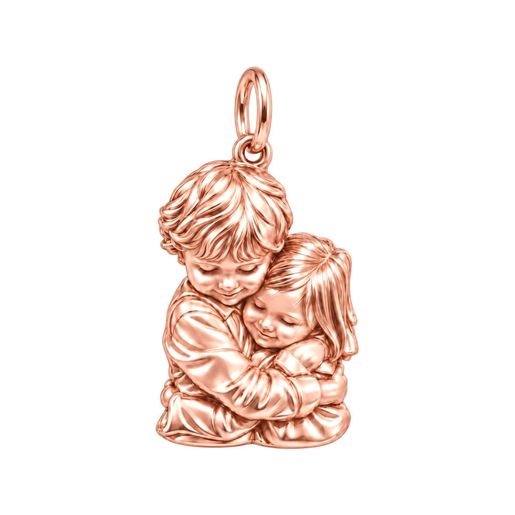 Sibling Sweet Embrace Charm Bracelet – Personalized Mom Gift – rose gold charm, front view