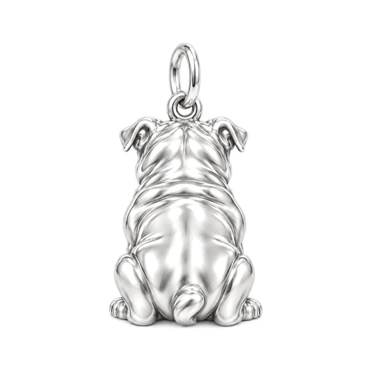 Signature Expression of Bulldog Charm Bracelet – Personalized Dog Mom Gift – back of the charm, engraving area