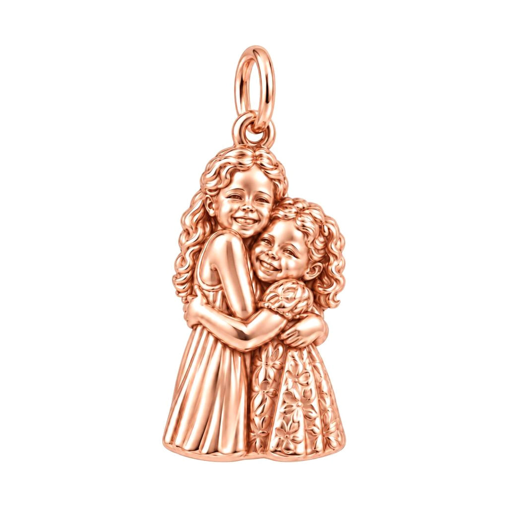 Sisterly Embrace Charm Bracelet – Personalized Mom Gift – rose gold charm, front view