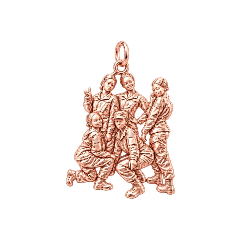 Sisters in Service Charm Bracelet – Personalized Veteran Gift – rose gold charm, front view