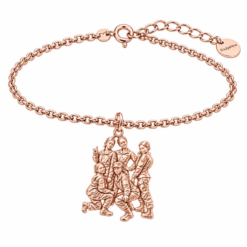 Sisters in Service Charm Bracelet Set – rose gold, front view