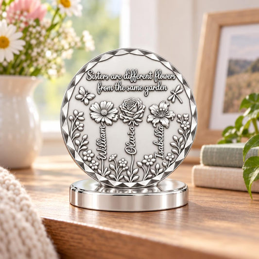 Sisters Wildflower Garden Keepsake Plaque – worn / in use