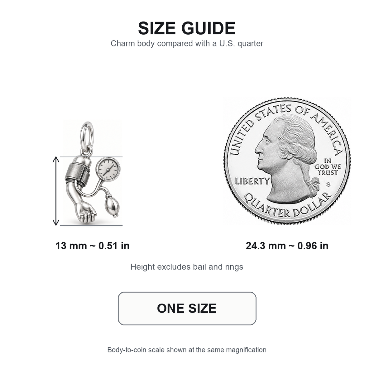 Nurse Blood Pressure Dangle Charm | 13 mm size guide | 5eea2b137d7222abc9bae7b514dba1a94e6041523568f5b4f6def47334872984