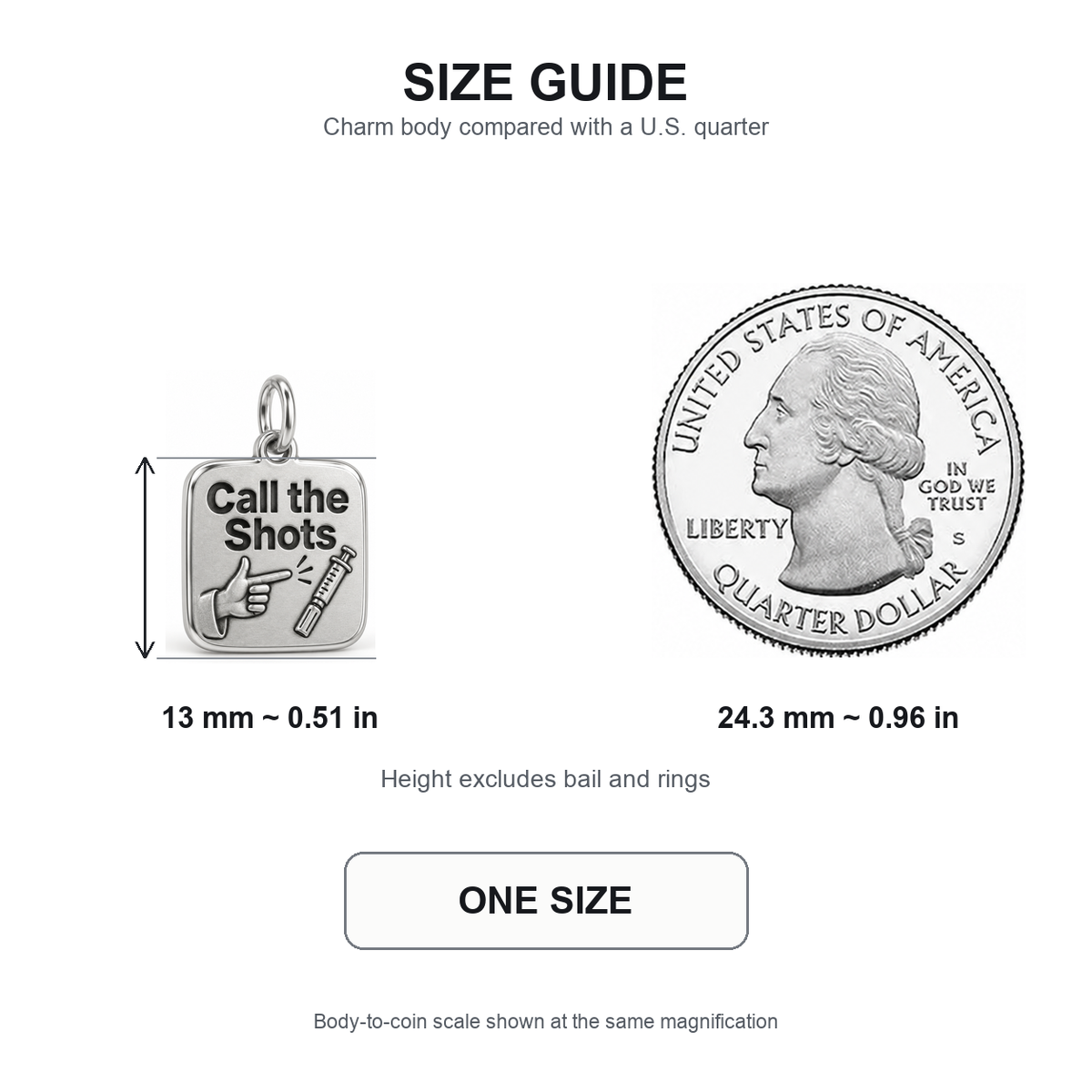 Call the Shots Engraved Nurse Charm | 13 mm size guide | 4c981bc53211ef4a3799af59cdf78c36b4f344e9c78243de63f26f9344170508
