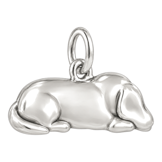 Sleeping Beagle charm — back-side engraving area