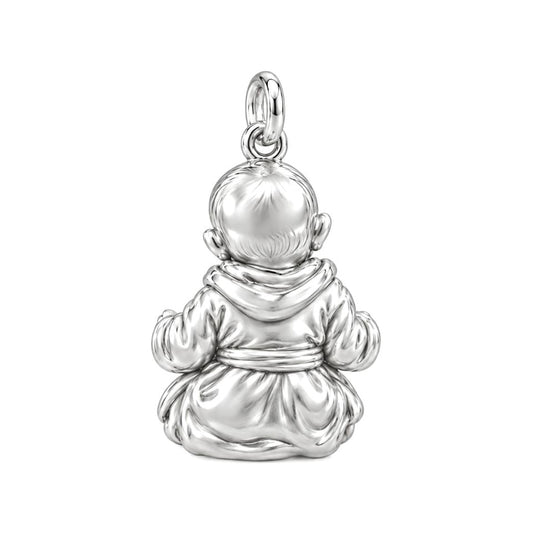 Smiling Baby Monk Charm Bracelet – Personalized Mom Gift – back of the charm, engraving area