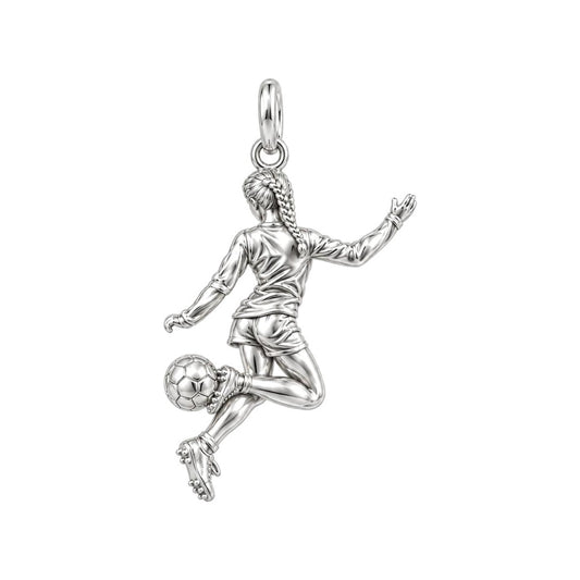Soccer Girl in Motion Charm Bracelet – Personalized Athlete Gift – back of the charm, engraving area
