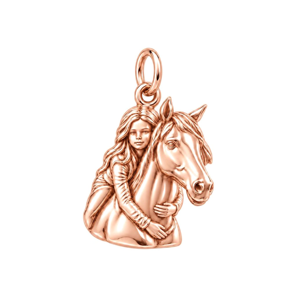 Soul Bond Horse Hug Charm Bracelet – Personalized Horse Mom Gift – rose gold charm, front view