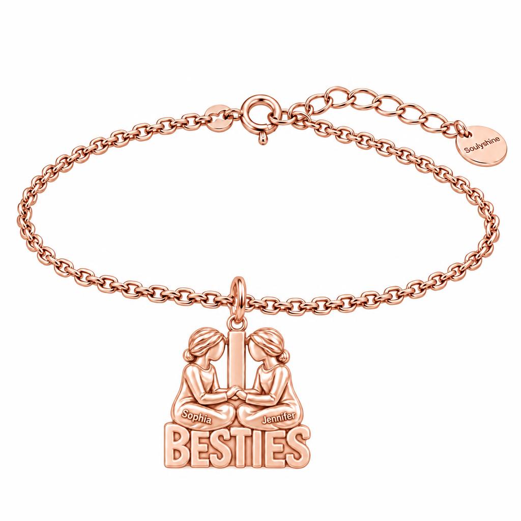 Soul Sister Besties Charm Bracelet Set – rose gold, front view
