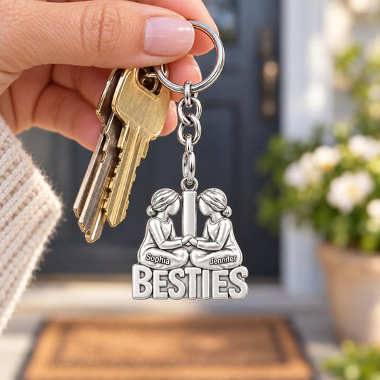 Soul Sister Besties Charm Keychain – worn / in use