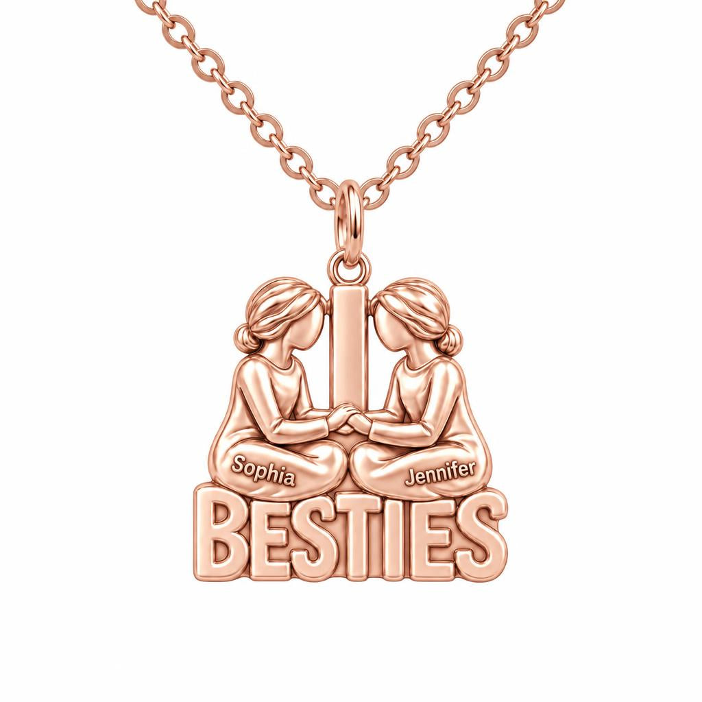 Soul Sister Besties Charm Necklace Set – rose gold, front view