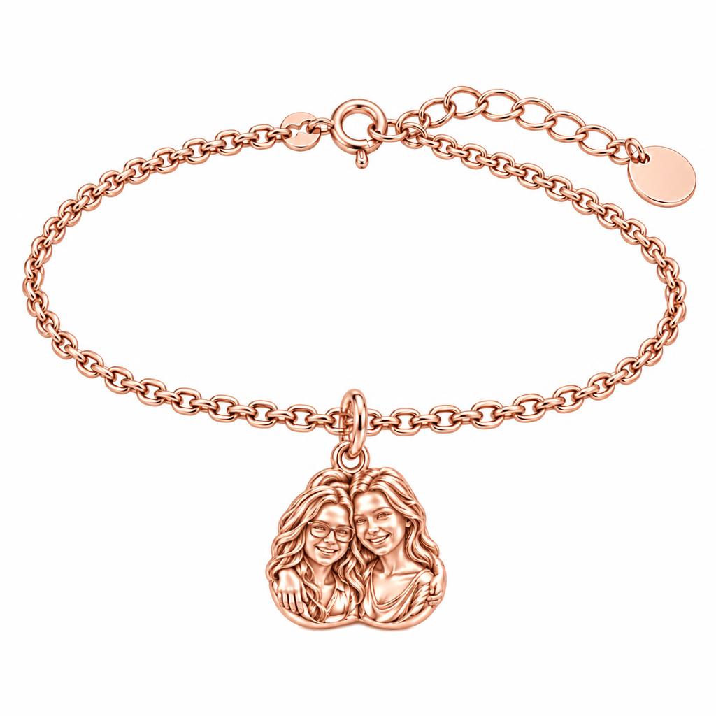 Soul Sisters Portrait Charm Bracelet Set – rose gold, front view