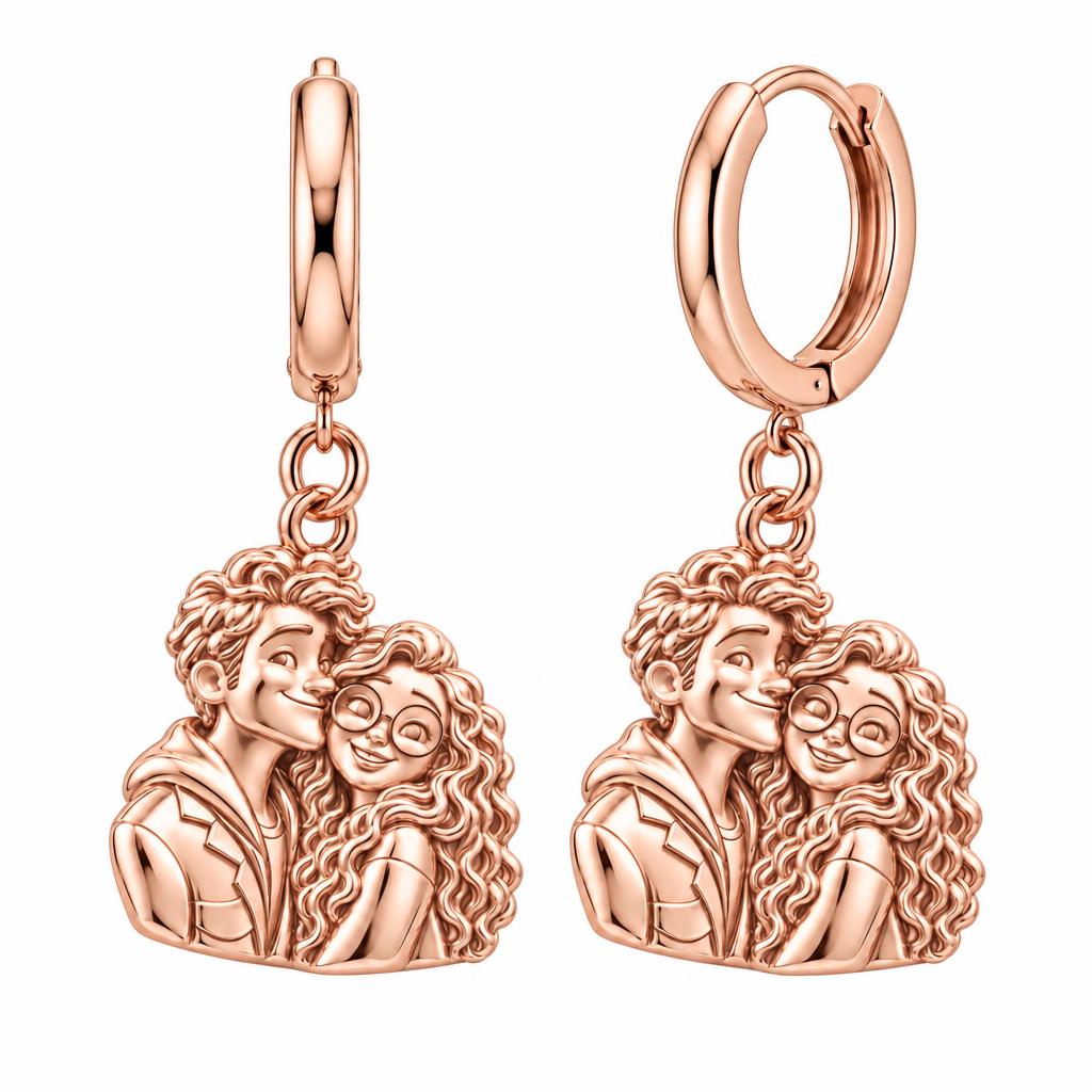 Soulmate Sketch Huggie Charm Earrings – rose gold, front view