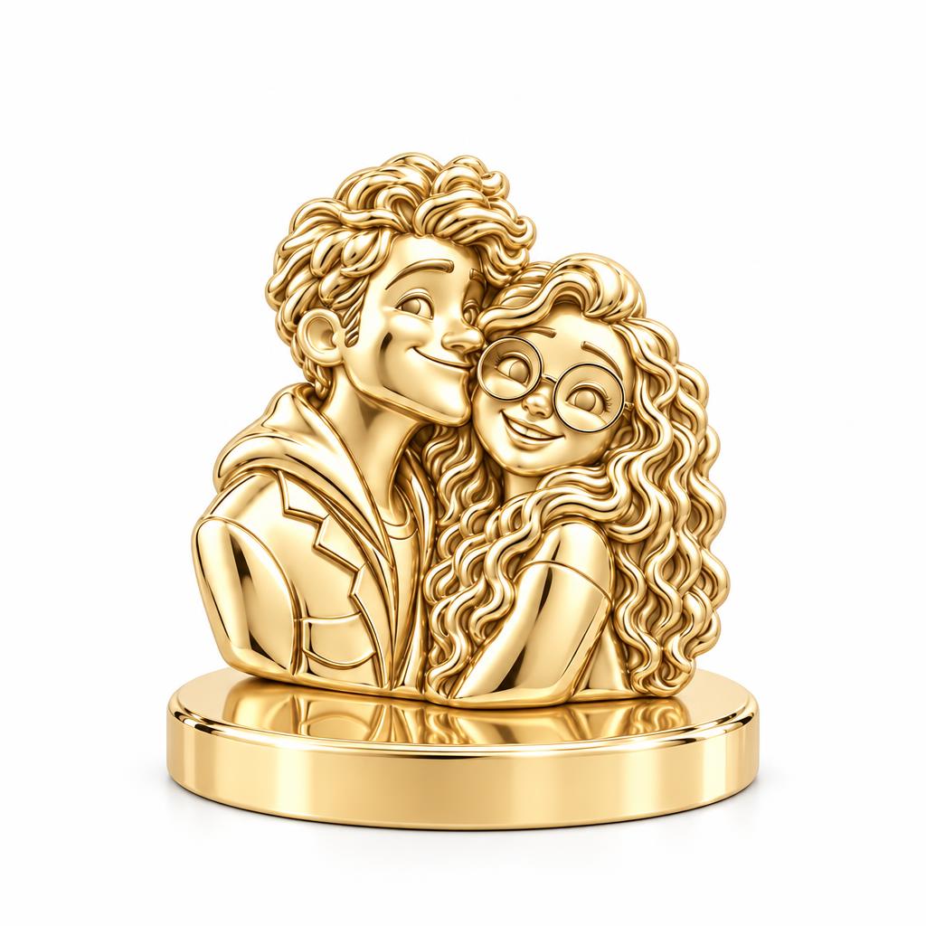 Soulmate Sketch Keepsake Plaque – 18K gold, front view
