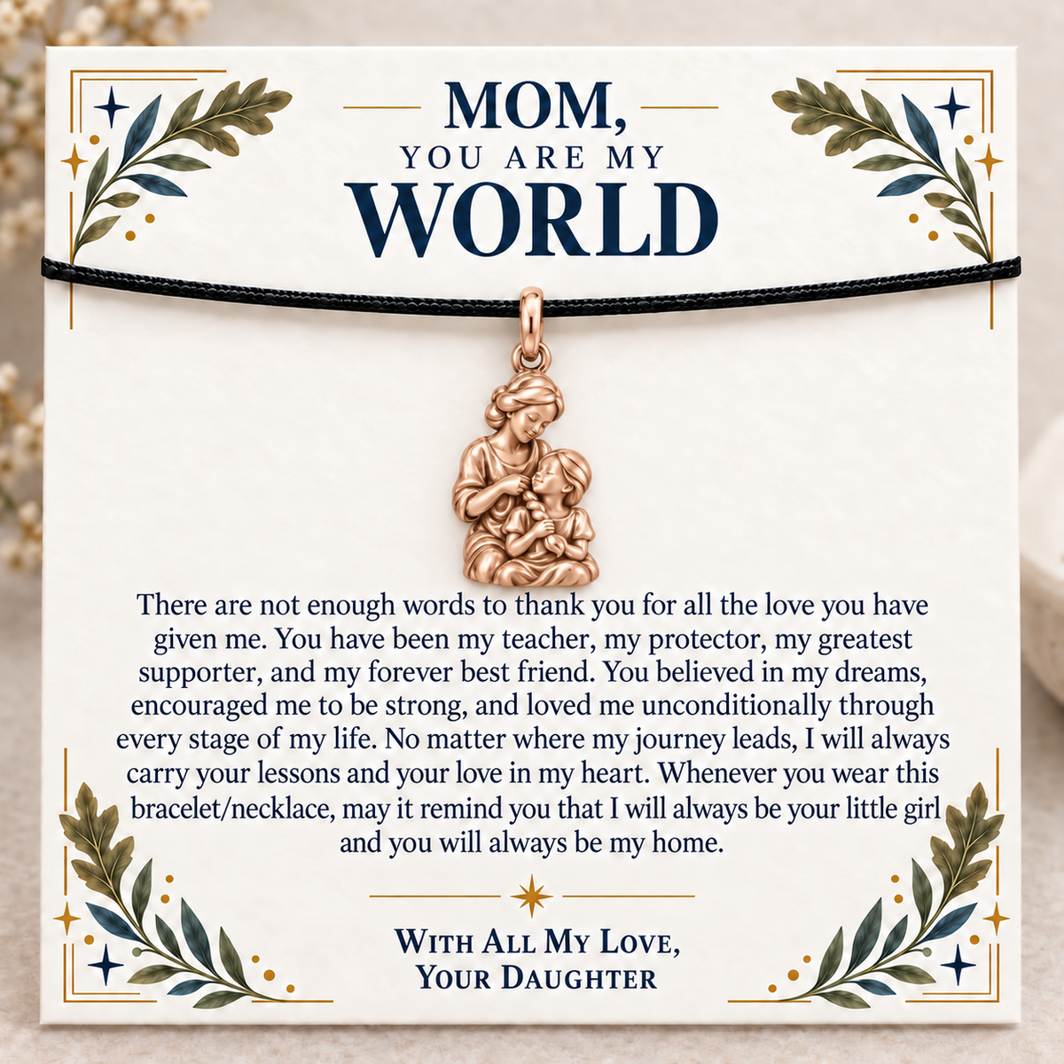 Braided Love You Are My World Charm | rose | 46db0097155351c7ff9546ac467d9b6cf354add738c59559c2342f94a249878a