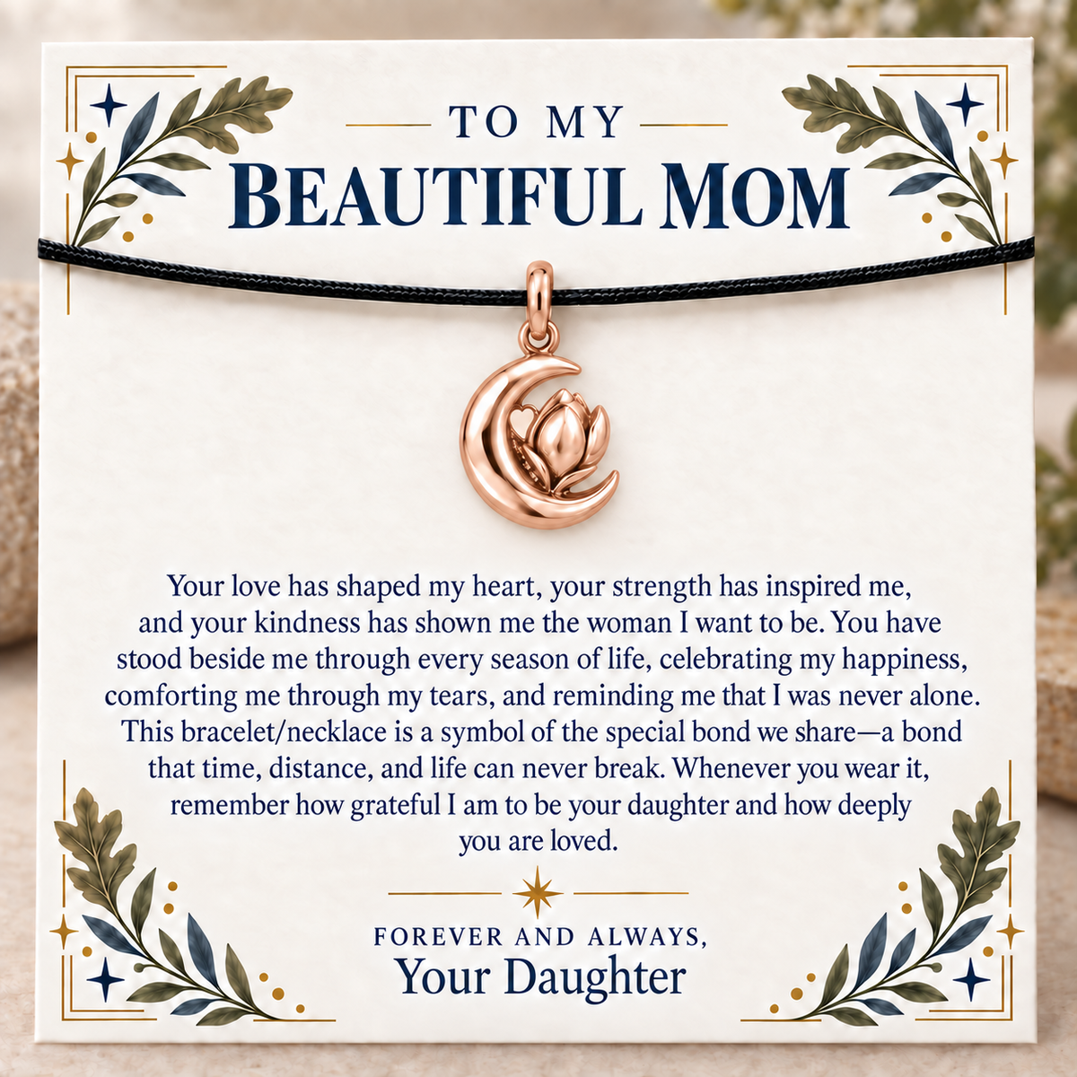 Moonlit Blossom Forever Grateful Daughter Charm | rose | 06cf07813d822e1b13a2b707a48244c51f155034e5e1f460b5602cd7f3426154