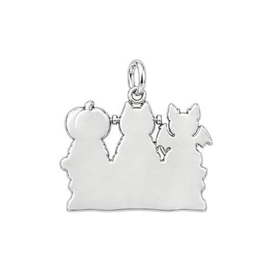 Spooky Little Meownsters Charm Bracelet – Personalized Cat Mom Gift – back of the charm, engraving area