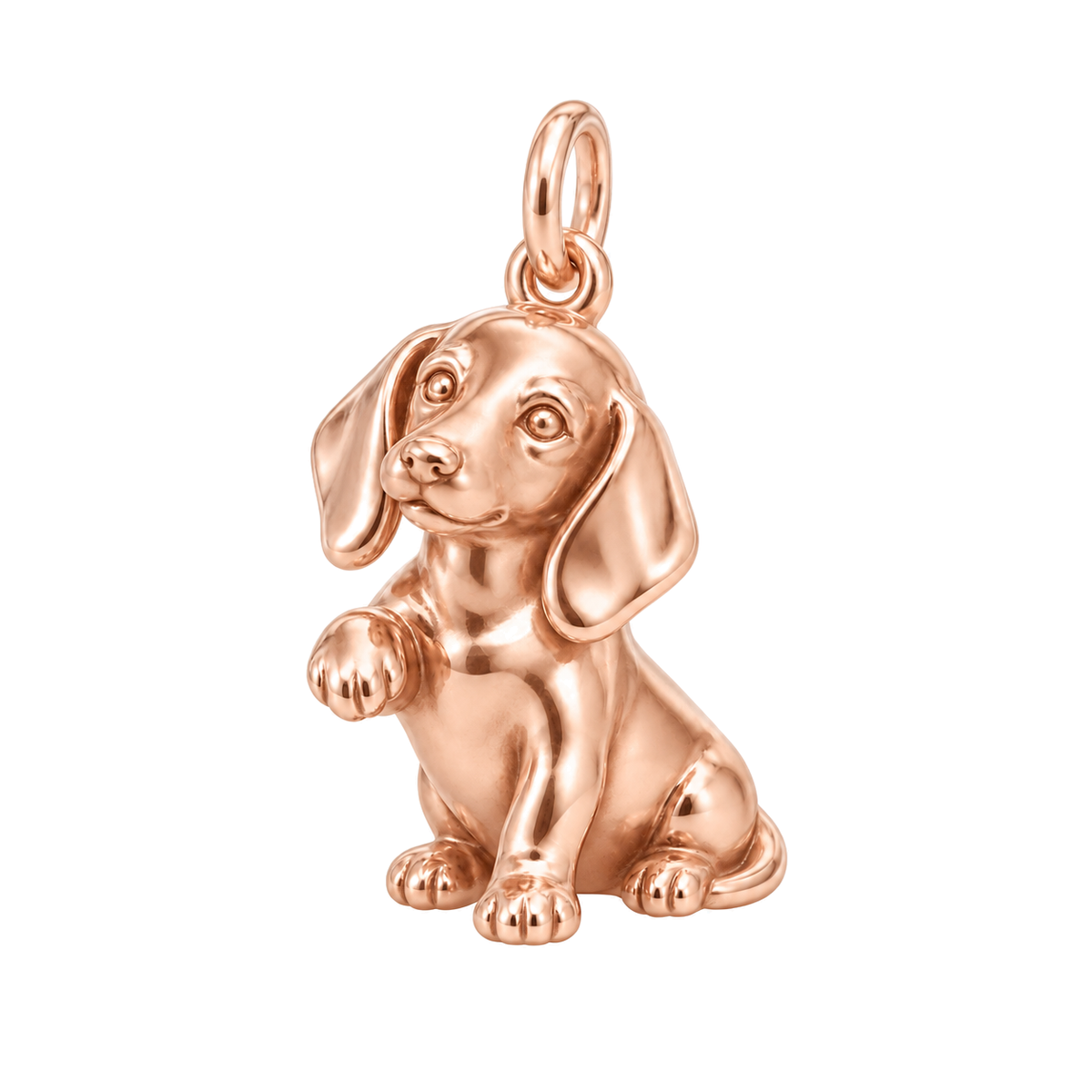 Dachshund - smooth coat — My Baby Charm and Polyester Cord Bracelet Set — Rose Gold