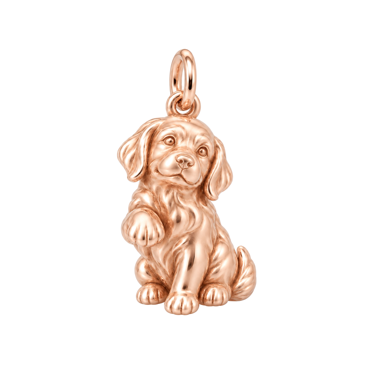 Golden Retriever — My Baby Charm and Polyester Cord Bracelet Set — Rose Gold