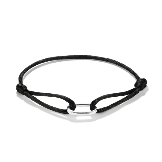 Everyday Connection Cord Charm Bracelet — Black cord — 925 Sterling Silver — main view