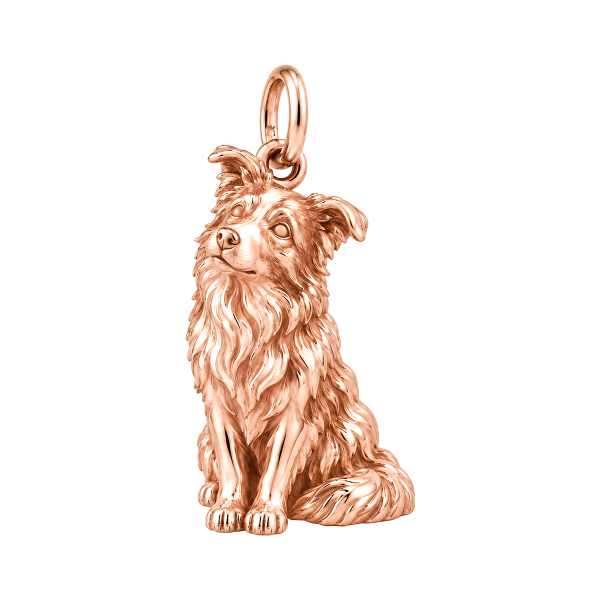 Border Collie - rough coat — Happy Running Charm and Polyester Cord Bracelet Set — Rose Gold
