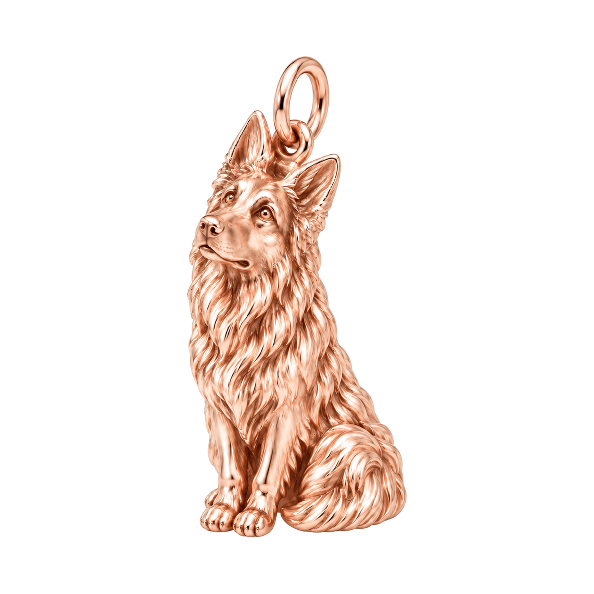 German Shepherd - long coat — Happy Running Charm and Polyester Cord Bracelet Set — Rose Gold