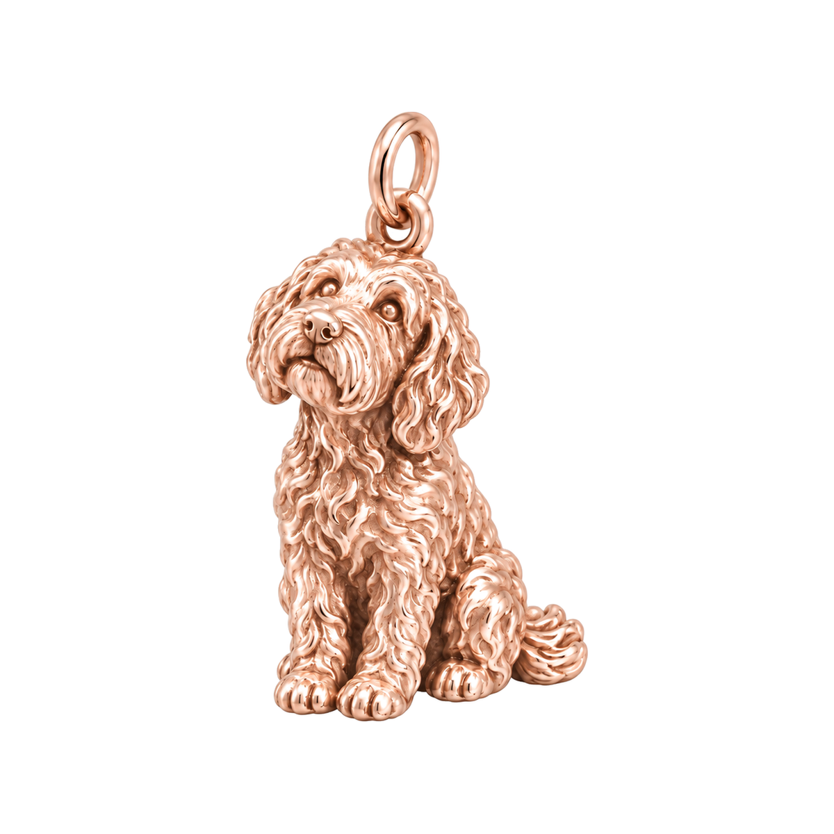 Labradoodle — Happy Running Charm and Polyester Cord Bracelet Set — Rose Gold