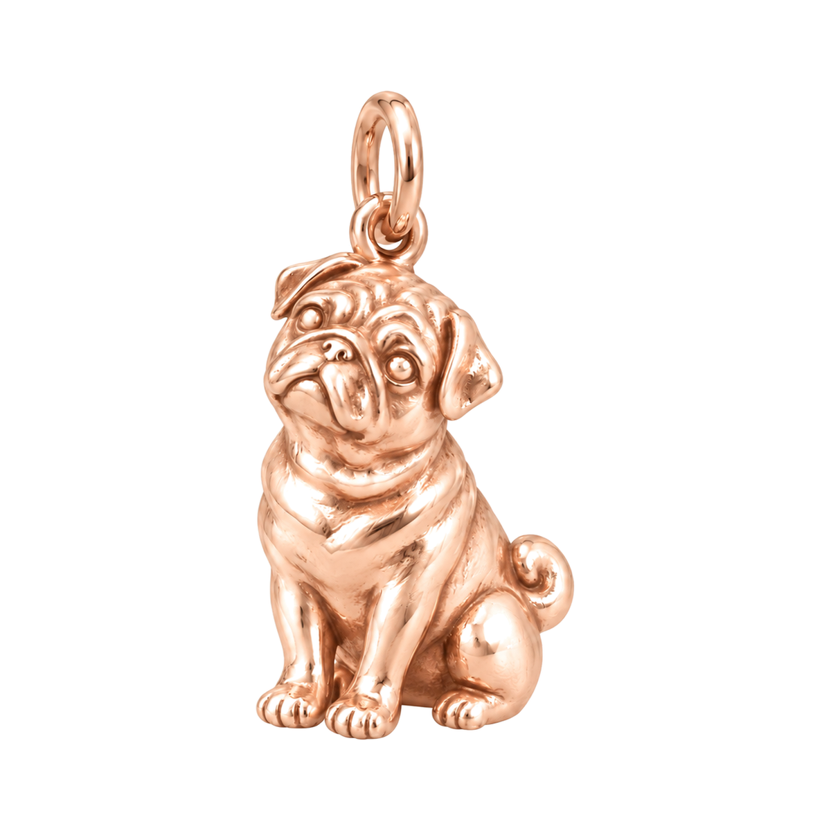 Pug — Happy Running Charm and Polyester Cord Bracelet Set — Rose Gold
