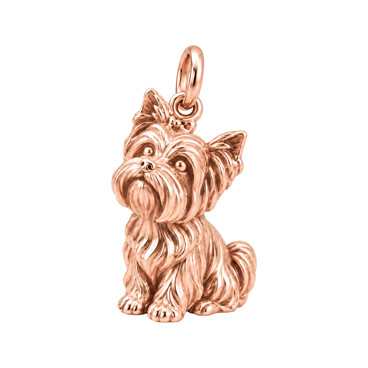Yorkshire Terrier — Happy Running Charm and Polyester Cord Bracelet Set — Rose Gold