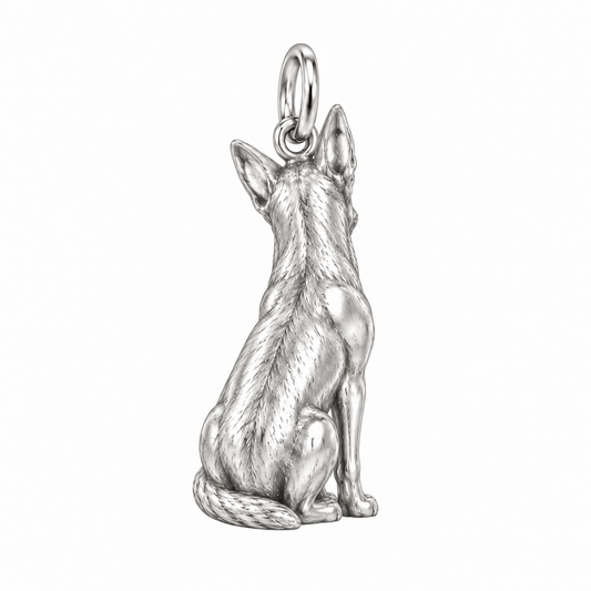 Belgian Malinois — Back view (silver reference)