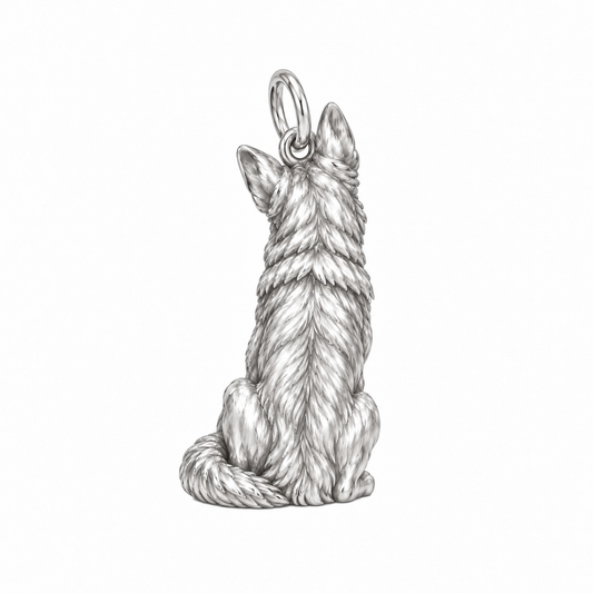 German Shepherd - standard coat — Back view (silver reference)