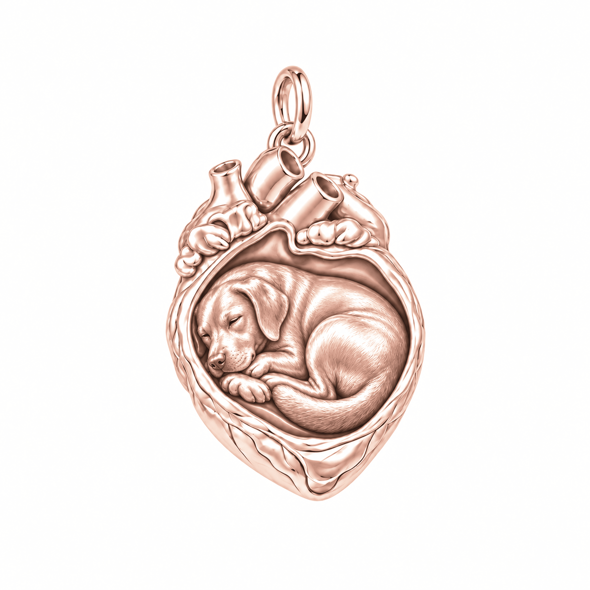 Labrador Retriever — In My Heart Sleeping Pet Charm and Polyester Cord Bracelet Set — Rose Gold