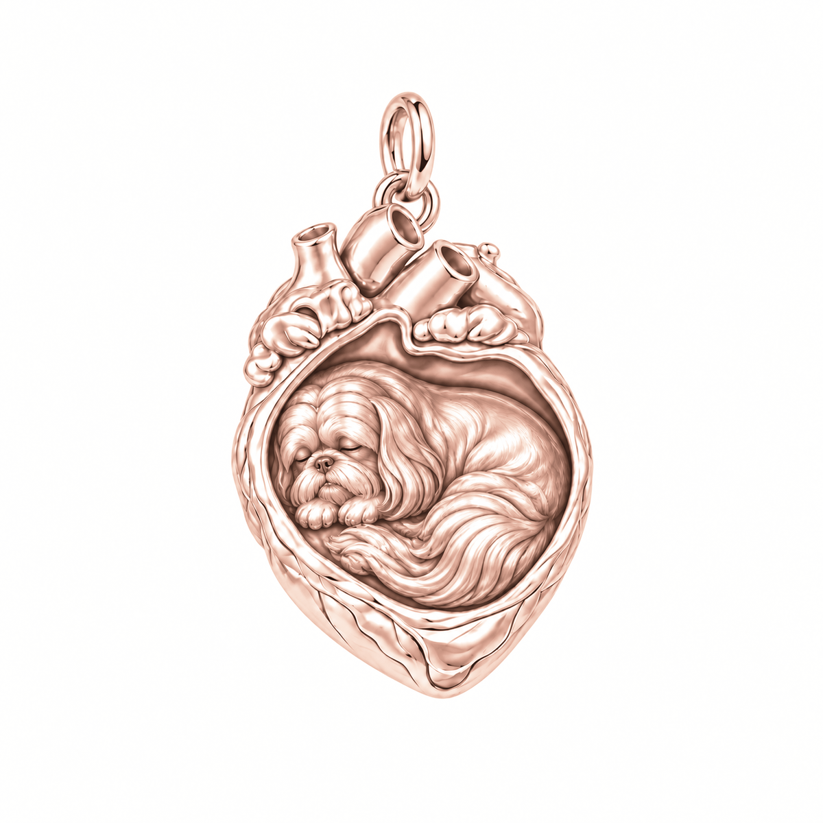 Shih Tzu - long coat — In My Heart Sleeping Pet Charm and Polyester Cord Bracelet Set — Rose Gold