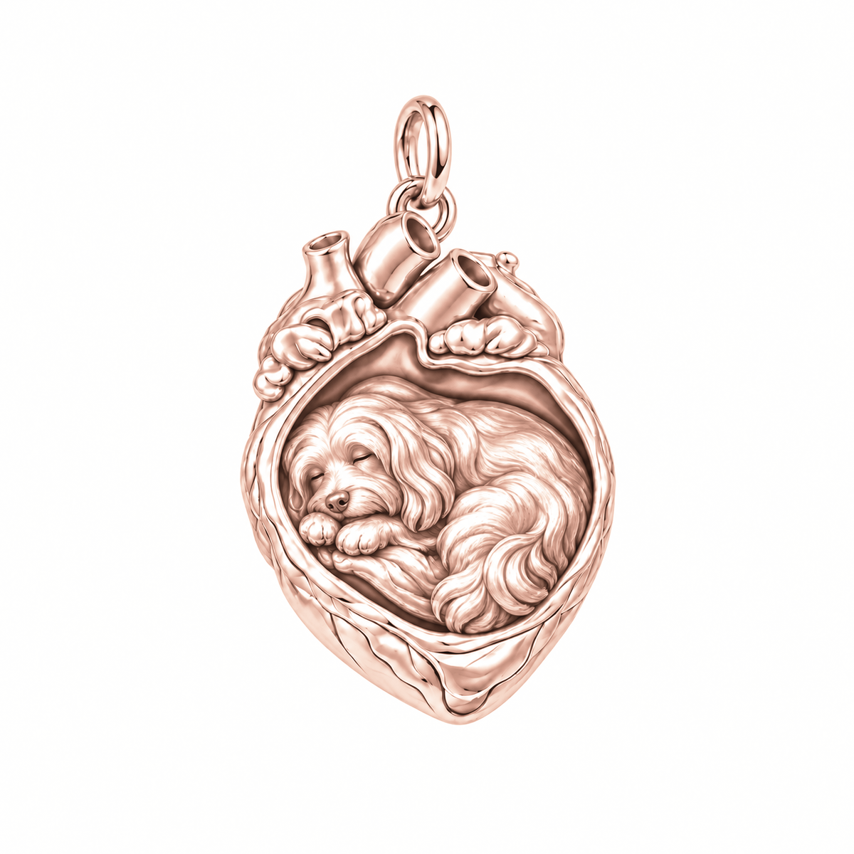 Havanese — In My Heart Sleeping Pet Charm and Polyester Cord Bracelet Set — Rose Gold