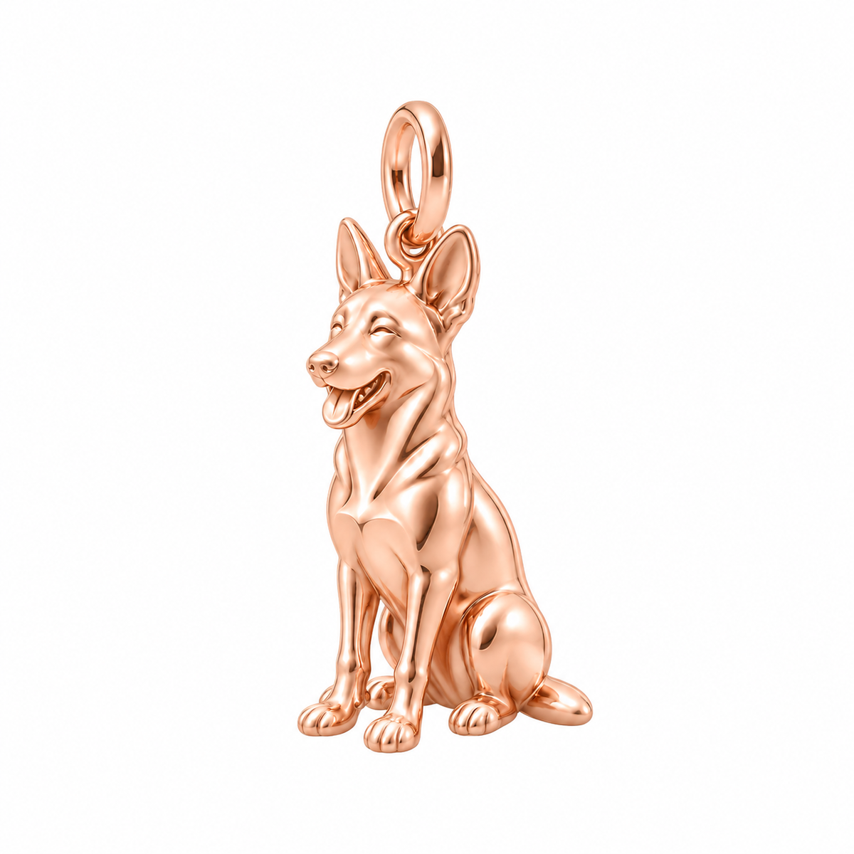 Belgian Malinois — Happy Pup Charm and Polyester Cord Bracelet Set — Rose Gold