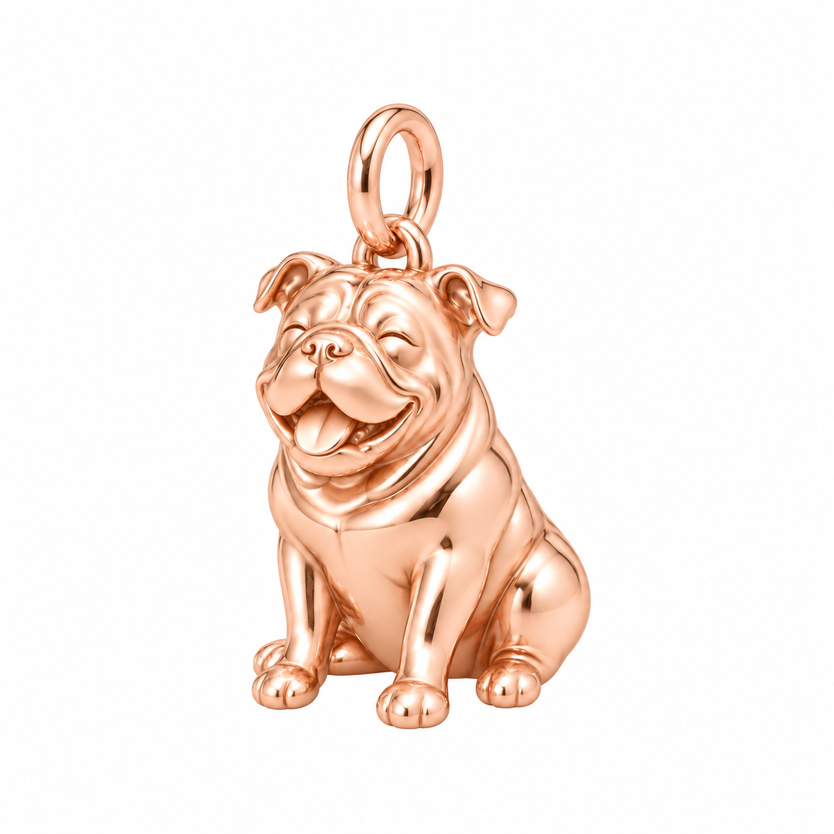 Bulldog — Happy Pup Charm and Polyester Cord Bracelet Set — Rose Gold