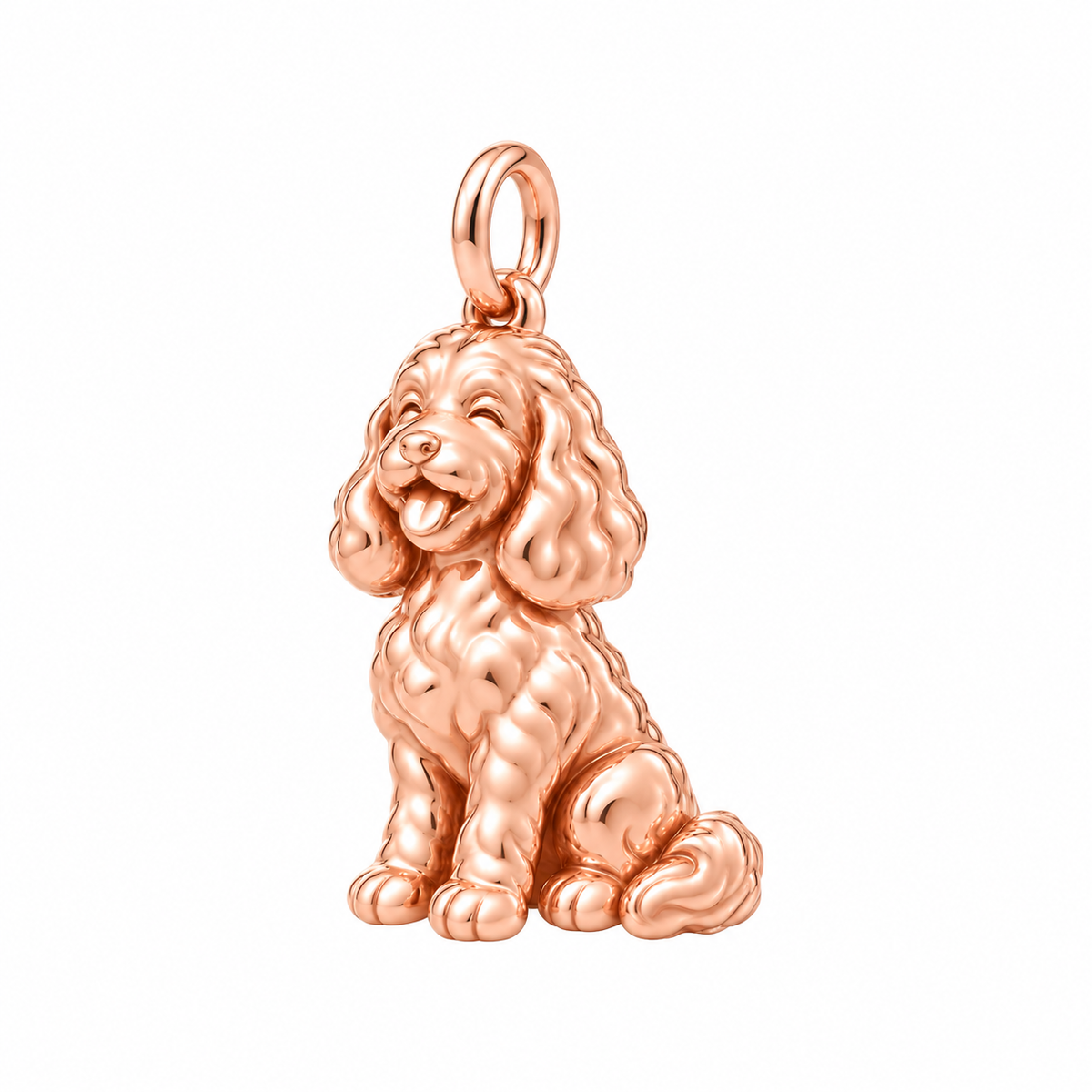 Cockapoo — Happy Pup Charm and Polyester Cord Bracelet Set — Rose Gold