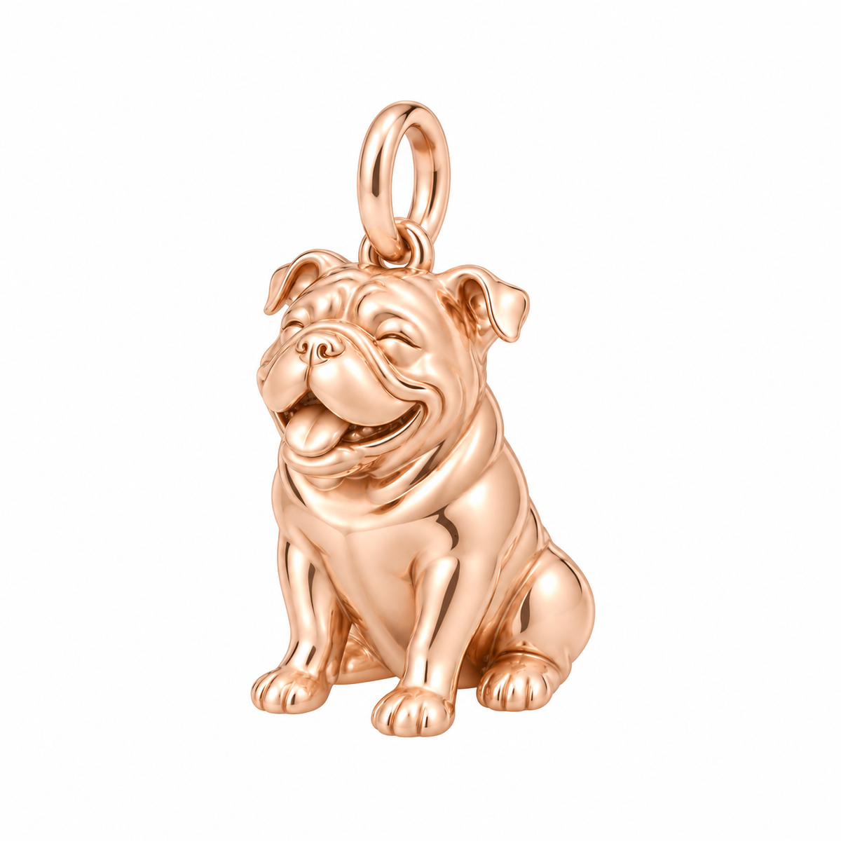 English Bulldog — Happy Pup Charm and Polyester Cord Bracelet Set — Rose Gold