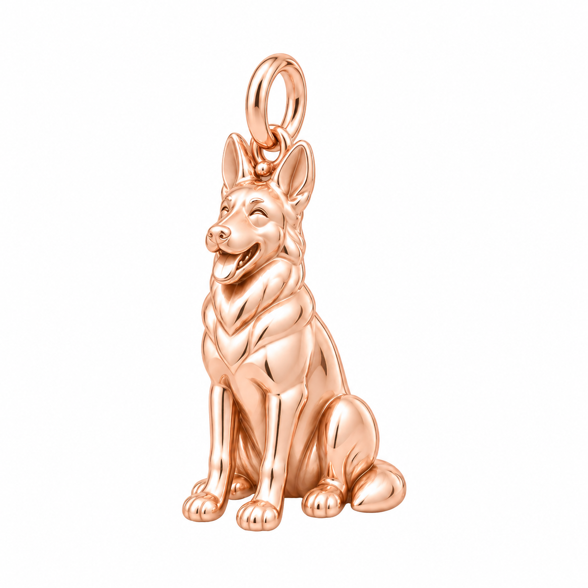 German Shepherd - standard coat — Happy Pup Charm and Polyester Cord Bracelet Set — Rose Gold