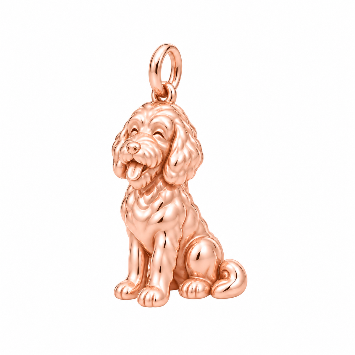 Goldendoodle - mini — Happy Pup Charm and Polyester Cord Bracelet Set — Rose Gold