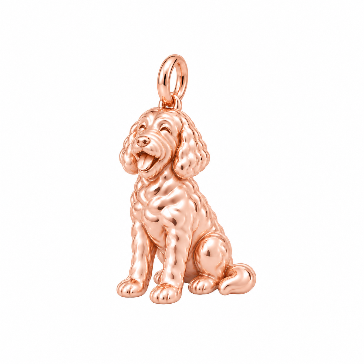 Labradoodle — Happy Pup Charm and Polyester Cord Bracelet Set — Rose Gold